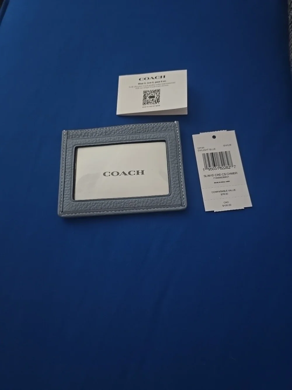 COACH Light Blue Signature Card Holder